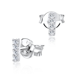 Straight Line with CZ Silver Stud Earring STS-2042